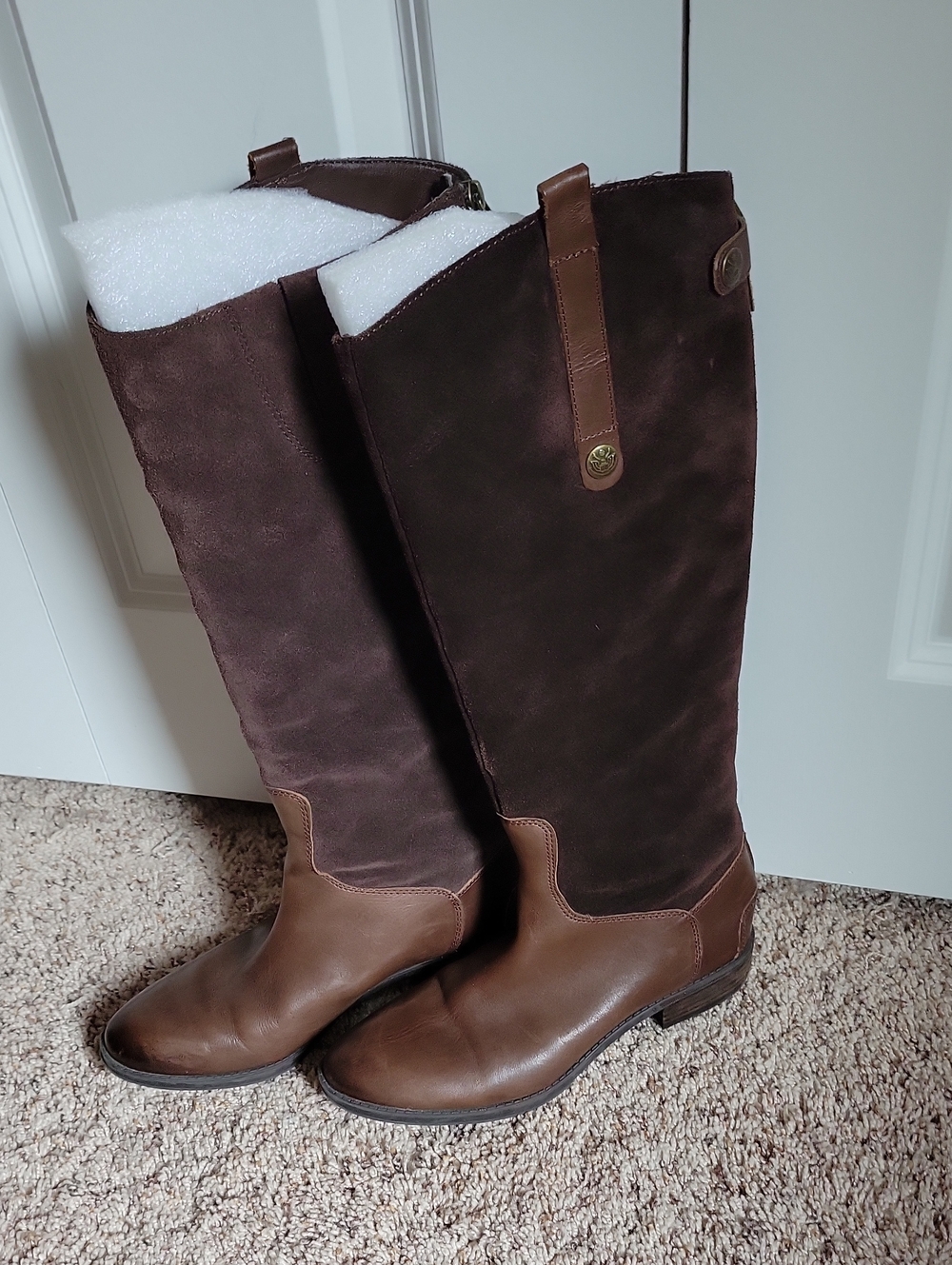 Born Brown Leather & Suede Riding Boots